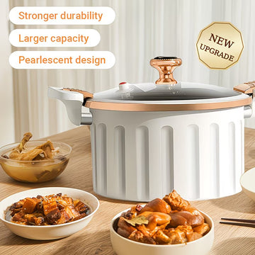 7L Cast Iron Soup Pot – Spacious Non-Stick Stew Pot with Push & Lock Lid