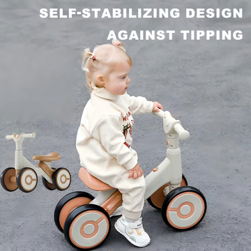 Wheel Balance Bike for Kids – 4-Wheel No Pedal Toddler Balance Bike with Silent Wheels