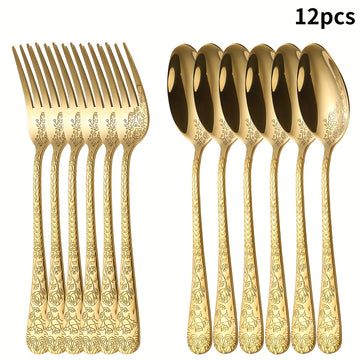24-Piece Stainless Steel Cutlery Set – Elegant Fork & Spoon Set for Every Occasion