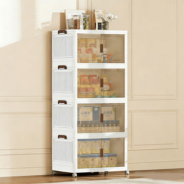 Super Large Folding Storage Cabinet with Wheels & Lid – Collapsible Stackable Plastic Organizer Box for Home, Closet, Kitchen & Office