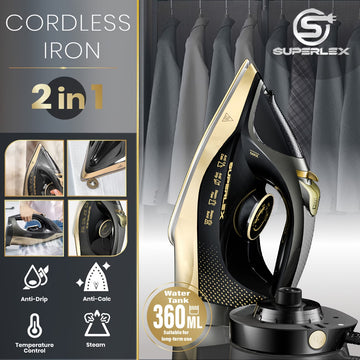 Cordless 2-in-1 Steam Iron – 2600W Lightweight Vertical Steam Iron with Fast Heat-Up