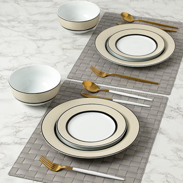 12pcs Cream Band Porcelain Dinnerware Set