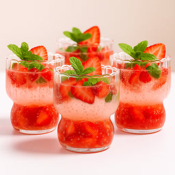 RippleWave Ribbed Glass Drinking Cups – Set of 8| Premium Borosilicate Glassware