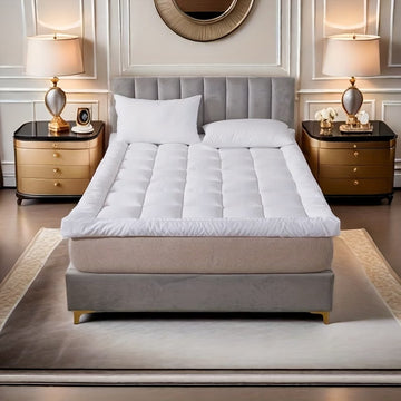 1pc Hotel Quality Mattress Topper 10cm/ 4-Inch Deep Thick Plush Mattress Pad, Soft Bed Topper with Elastic Straps