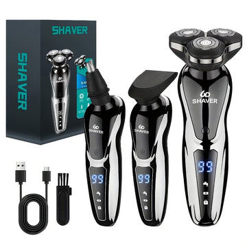 MIGUAN 3-in-1 Electric Razor for Men – USB Rechargeable Grooming Kit with Digital Display