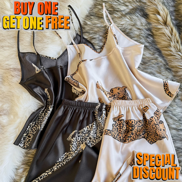 New Women’s 8PCS Leopard Print Pajama Set , Sexy & Comfortable V-Neck Loungewear