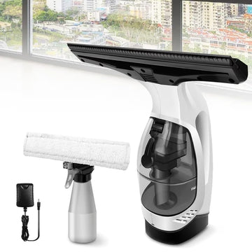 Cordless Window Vacuum Electric Window Squeegee 300ml Spray Bottle 3 in 1 for Spray Wipe