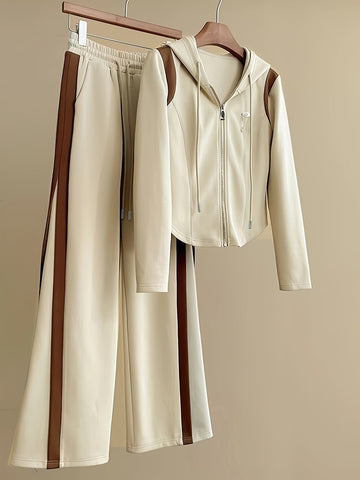 Spring 2025 Women's light two-piece casual s hooded zipper cardigan