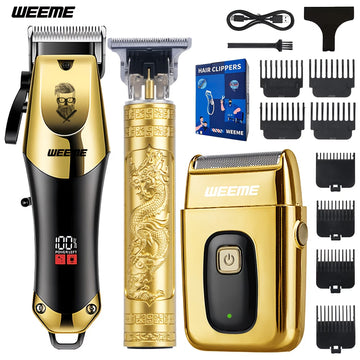WEEME Men’s Electric Hair Clipper Set, USB Rechargeable Cordless Grooming Kit with Beard & Nose Trimmer
